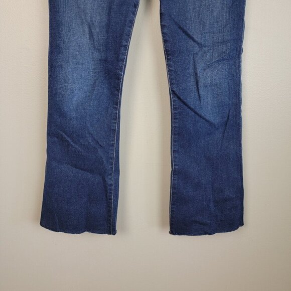 Frame Le Crop Mini Boot Ankle Flare High Rise Dark Wash Frayed Cutoff Jeans 28 - Picture 8 of 16